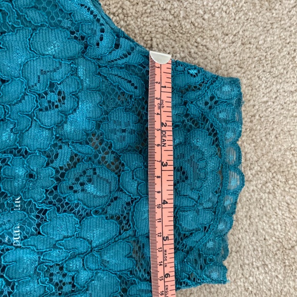 Soft Surroundings Teal Lace Turtleneck Sweater Sz M - Picture 6 of 8